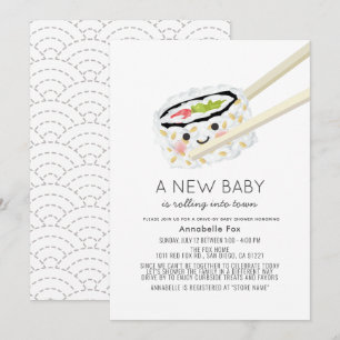 Sushi Roll Kawaii Drive by Baby Shower Inbjudningar