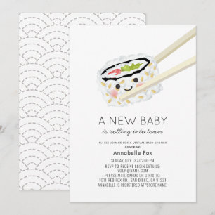 Sushi Roll Kawaii Virtuell babydusch Inbjudningar