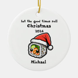 Sushi Roll med Santa Cap-Personligen Ornament