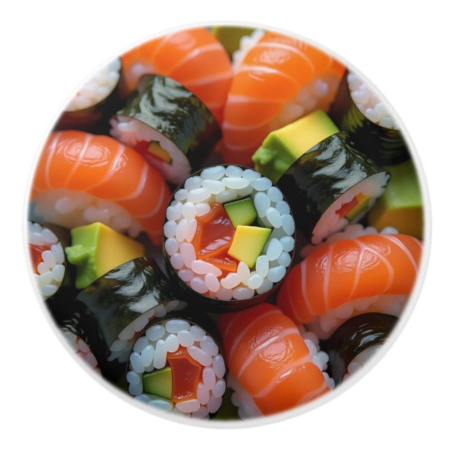 Sushi Roll Roligt Unikt Mat Köksskåp Knopp (Framsidan)