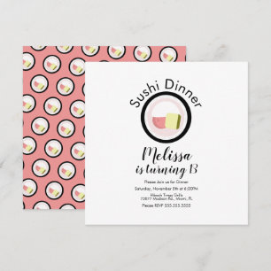 Sushi Roll Salmon Tonåring Birthday Restaurant Par Kort