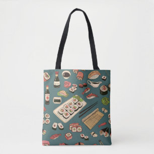 Sushi Rolls: Färgad Sömlös Vintage. Tygkasse