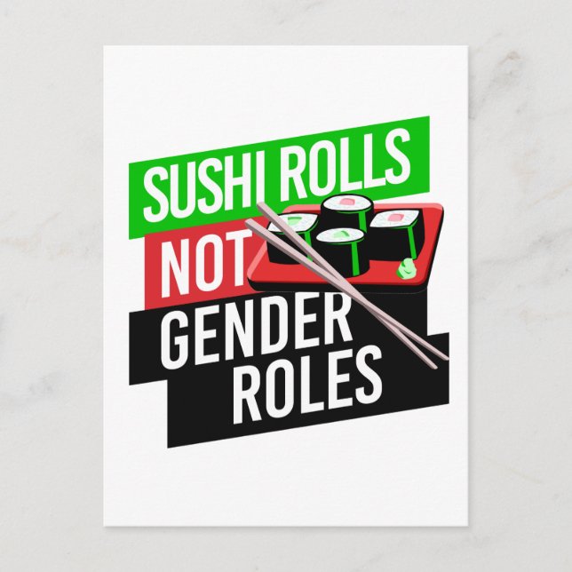 Sushi Rolls inte Gender Roles Vykort (Framsida)