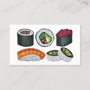 Sushi Rolls Japan Japansk Food Restaurant Chef Visitkort