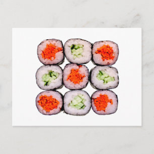 Sushi Rolls Japansk Food Template Vykort