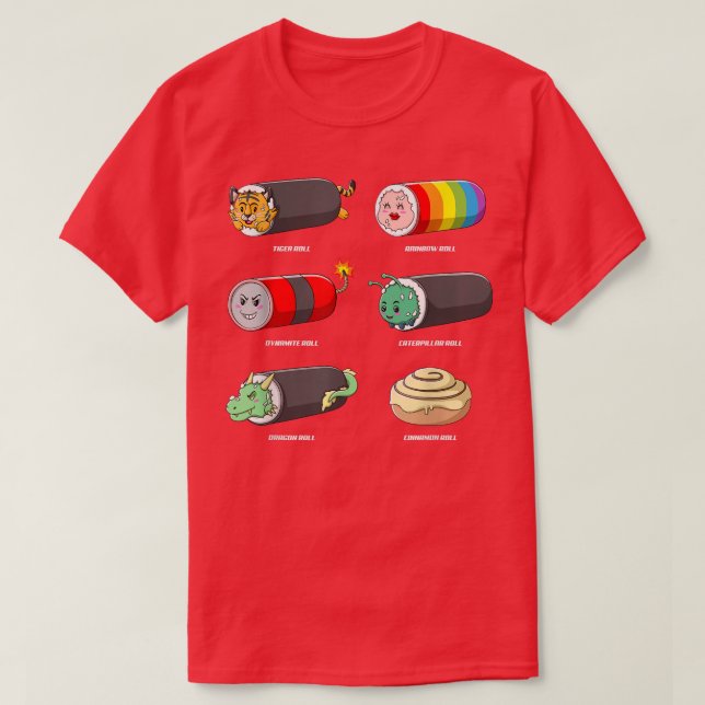 Sushi Rolls Kawaii Anime Anime Eat Japansk mat T Shirt (Design framsida)