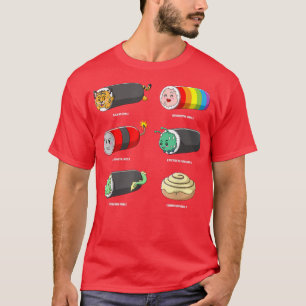 Sushi Rolls Kawaii Anime Anime Eat Japansk mat T Shirt