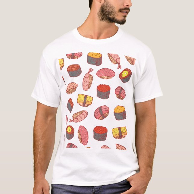 Sushi-rullar, dodle, färglös tapet t shirt (Framsida)