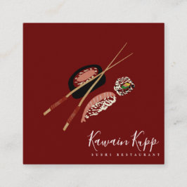 Sushi-rullar Matsugae-restauranglogotyp Fyrkantigt Visitkort