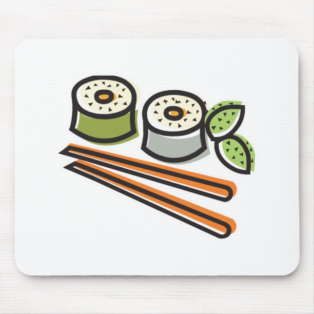 sushi-rullar och ätpinnar musmatta (Framsidan)