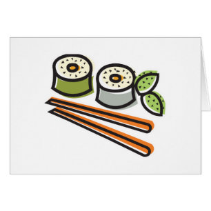 Sushi-rullar och chopsticks hälsningskort