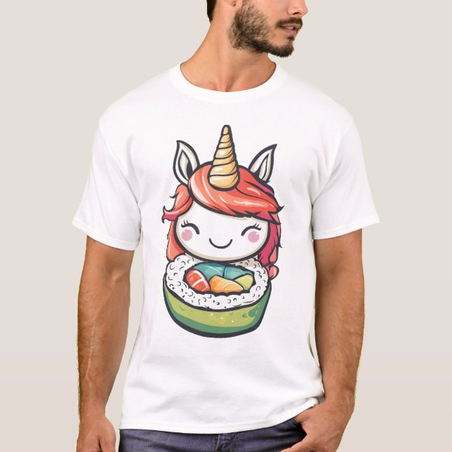 Sushi-rulle Enhörning (1) T Shirt (Framsida)