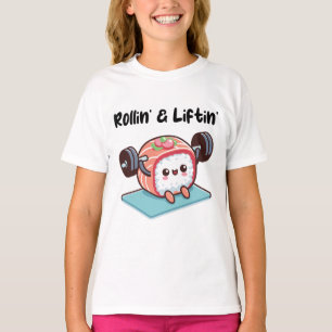 Sushi-rulle lyfter vikter t shirt