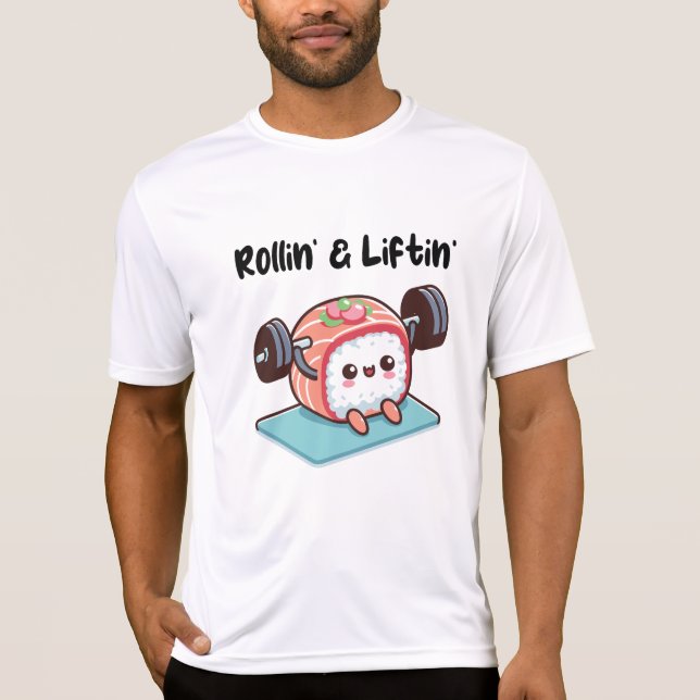 Sushi-rulle som lyfter vikter t shirt (Framsida)