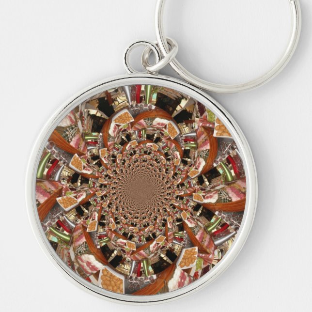 Sushi Rund Silverfärgad Nyckelring (Framsidan)