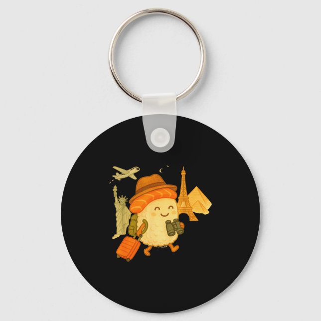 Sushi Salmon Roll Loves To Travel  Nyckelring (Framsida)