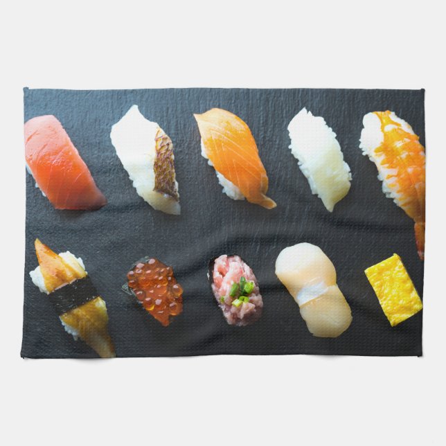 Sushi Sampler on Slate Plate Kökshandduk (Horisontell)