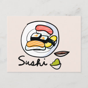 Sushi seriefigur söt japansk sushi mat vykort