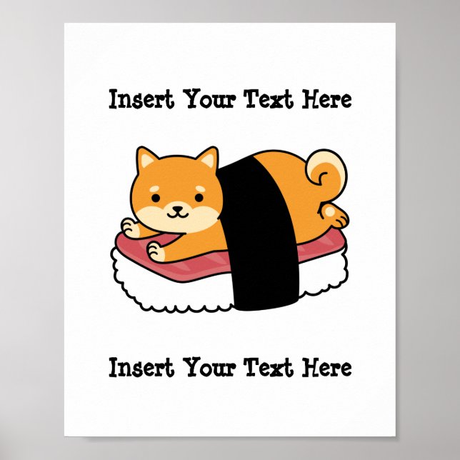 Sushi Shiba Inu - Cute Hund Japansk mat Poster (Framsidan)