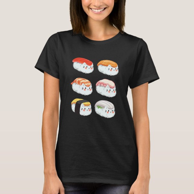 Sushi Sixpack Katter För Alla Katt T Shirt (Framsida)