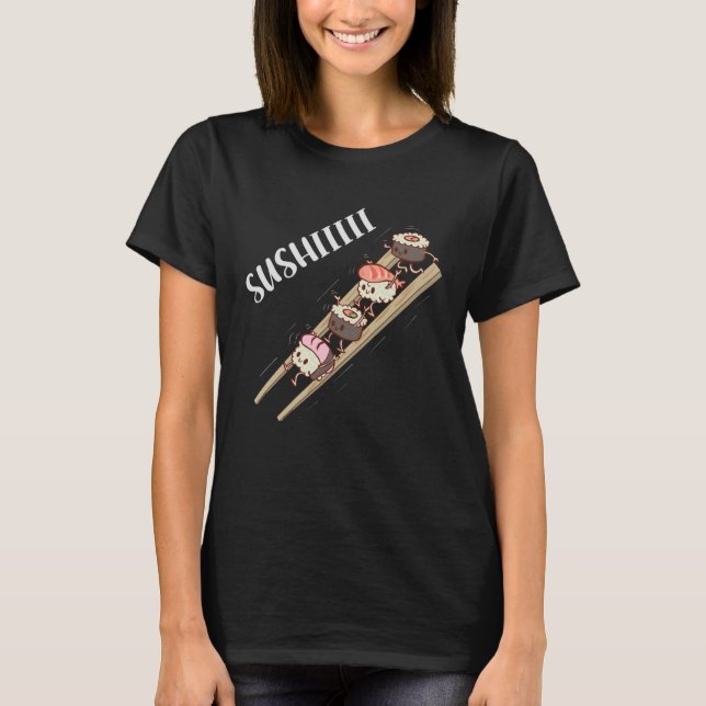Sushi Slide Japansk Mat Asiatisk T Shirt (Framsida)