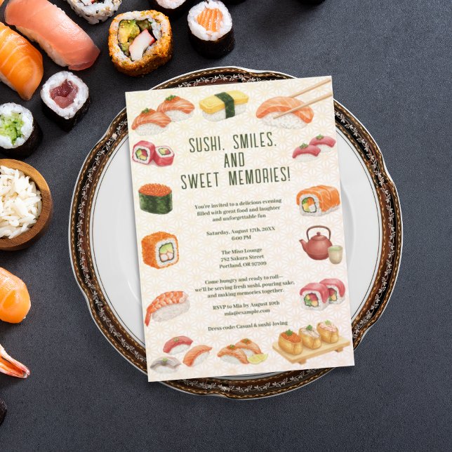 Sushi, smiles, and sweet memories! inbjudningar (Skapare uppladdad)
