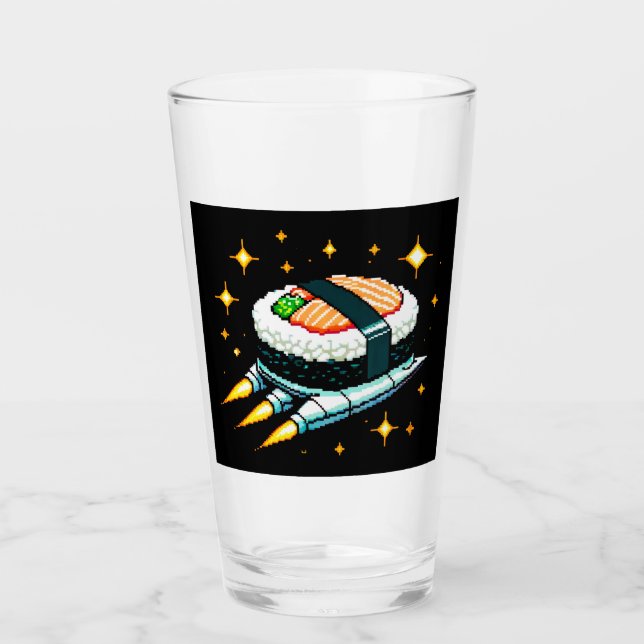 Sushi SpacesHär Pixel Art Flies Sushi Roll Design Glaskopp (Framsida)
