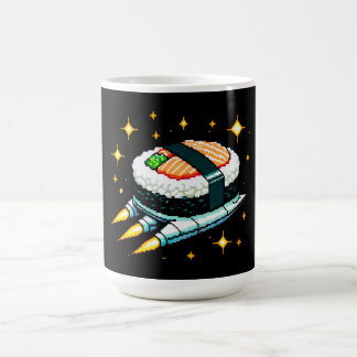 Sushi SpacesHär Pixel Art Flies Sushi Roll Design Kaffemugg