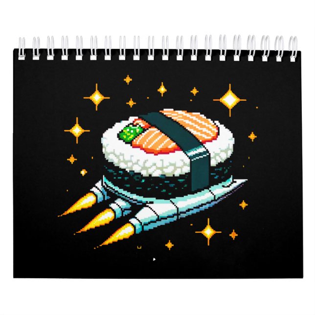 Sushi SpacesHär Pixel Art Flies Sushi Roll Design Kalender (Omslag)