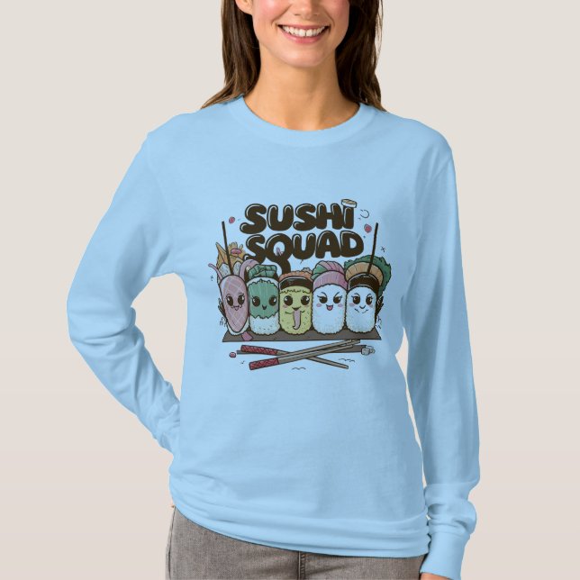 Sushi Squad Tecknade figurer T-Shirt (Framsida)