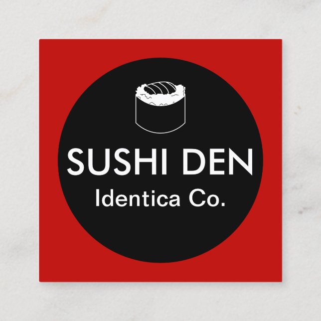 sushi square fyrkantigt visitkort (Baksida)
