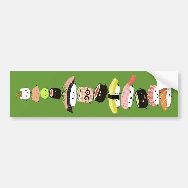 Sushi Stack - Ett Glad Torn av Kawaii Vänner Bildekal (Framsidan)