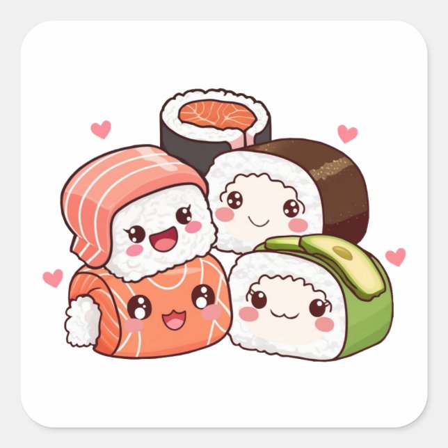 Sushi Stack Sticker Fyrkantigt Klistermärke (Framsida)
