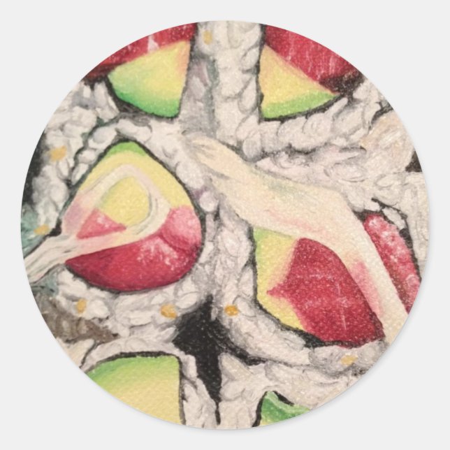 Sushi Stickers Runt Klistermärke (Framsida)