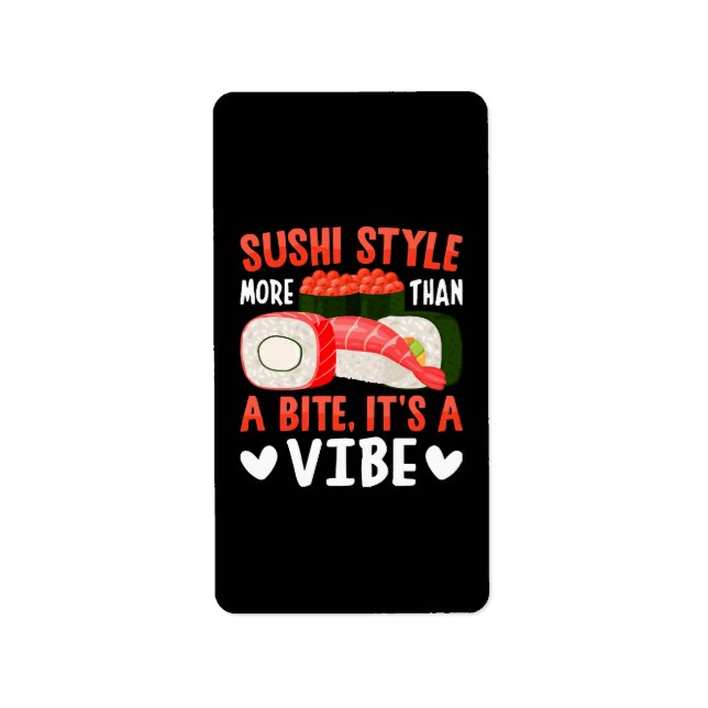Sushi stil mer än en tugga adressetikett (Framsidan)