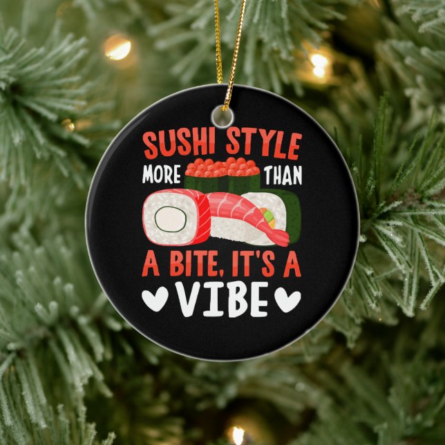 Sushi stil mer än en tugga julgransprydnad keramik (Träd)