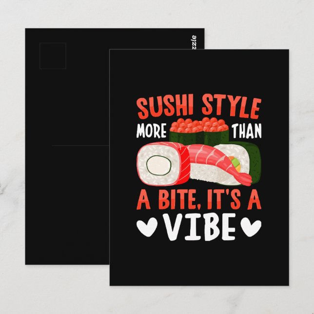 Sushi stil mer än en tugga vykort (Fram/baksida)