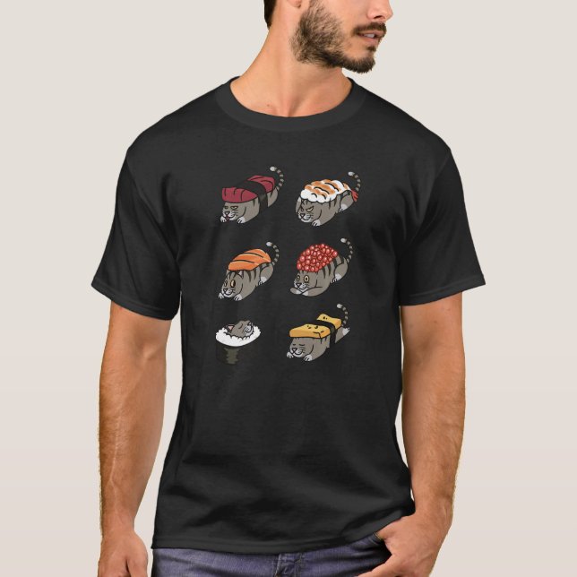 Sushi Tabby katt Pet T Shirt (Framsida)
