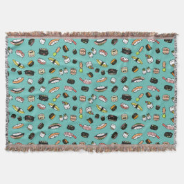 Sushi-tecken Mönster Kawaii Sushi-tecken Filt