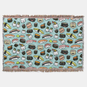 Sushi-tecken Mönster Kawaii Sushi-tecken Filt