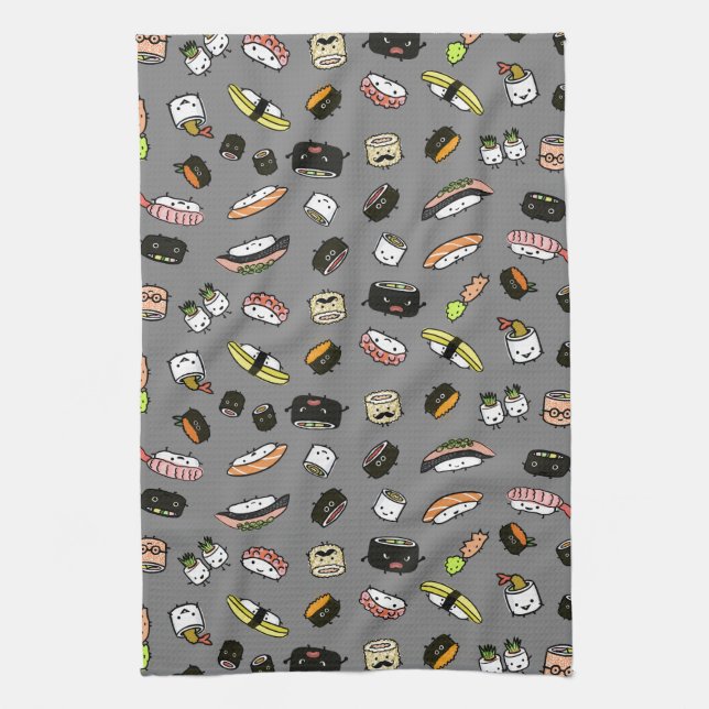 Sushi Tecken Mönster Kökshandduk (Vertikal)
