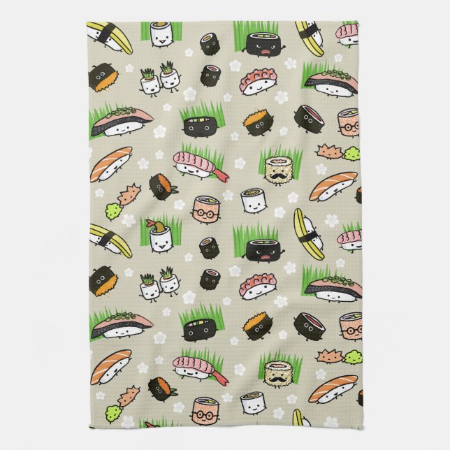 Sushi Tecken Mönster Kökshandduk (Vertikal)