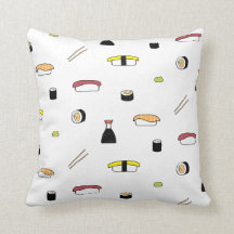 Sushi Thned Mönster | Illustrerad vit sushi-uppsät