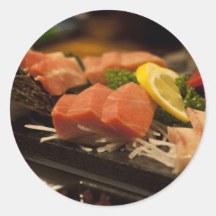 Sushi Tid Tonfisk Tonfisk Party Fisk Mat Runt Klistermärke