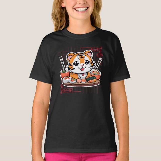 Sushi Tiger Served T Shirt (Framsida)