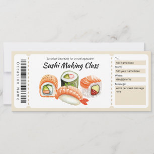 Sushi Tillverkningsklass Presentkort Inbjudningar