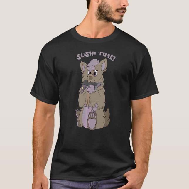 Sushi Time Hårig fandom Fursuiting Cosplay T Shirt (Framsida)