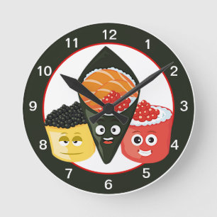 Sushi Time Kawaii Sushi Rund Klocka