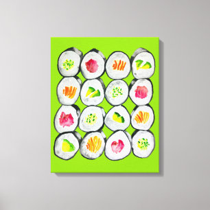 Sushi Time vattencolor wasabi Canvastryck