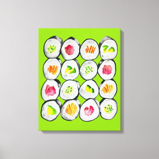Sushi Time vattencolor wasabi Canvastryck (Framsida)